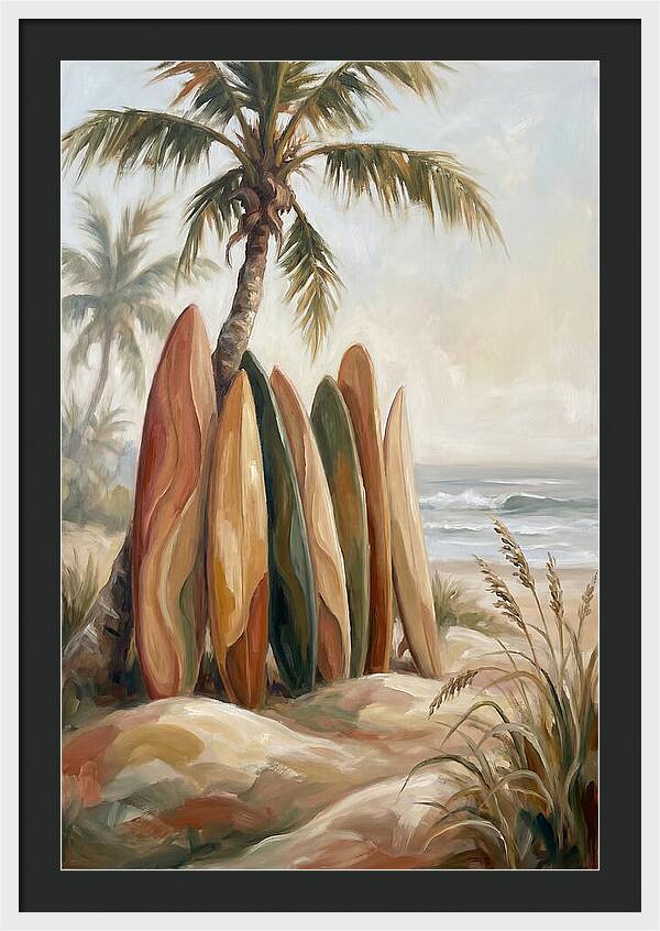 Surfboards Under Palm Trees
