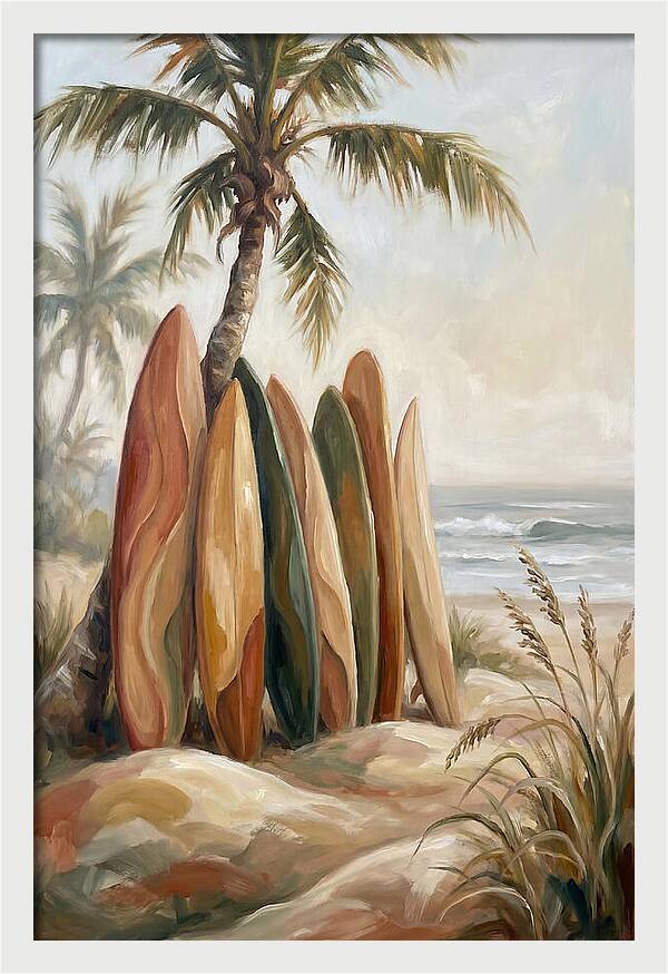 Surfboards Under Palm Trees