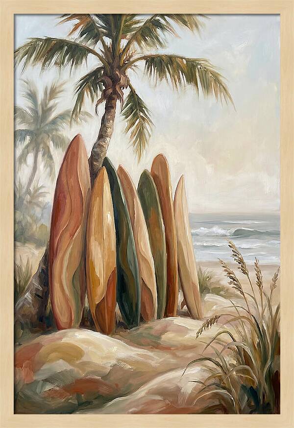 Surfboards Under Palm Trees