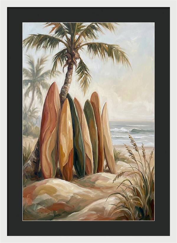 Surfboards Under Palm Trees