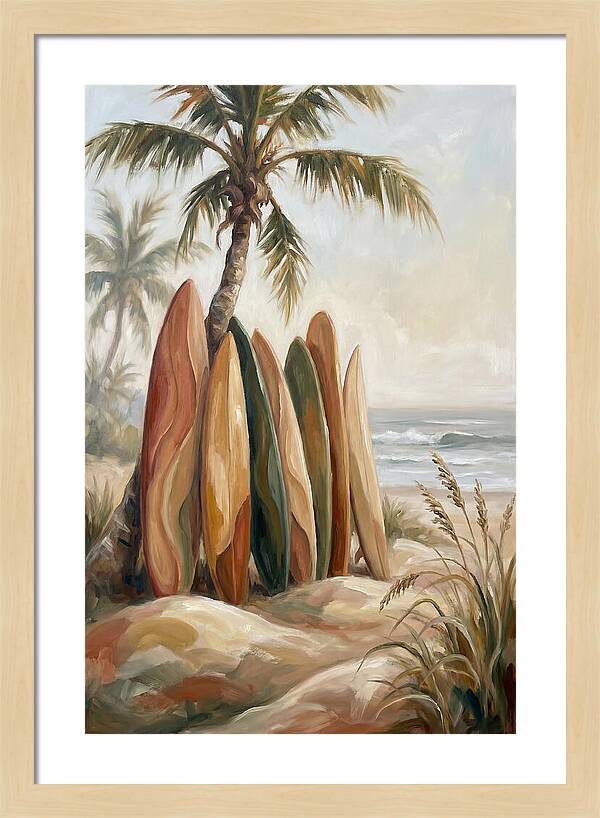 Surfboards Under Palm Trees