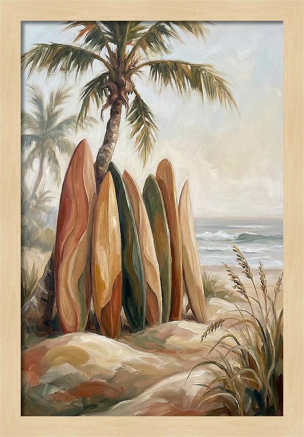 Surfboards Under Palm Trees