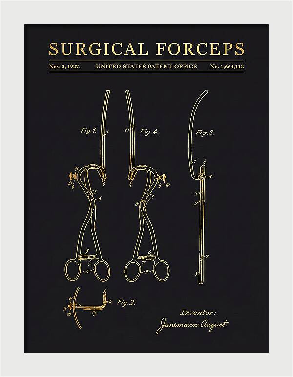 Surgical Forceps Gold Patent Us1664112a