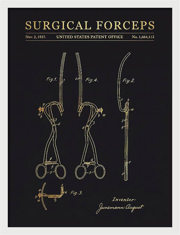 Surgical Forceps Gold Patent Us1664112a