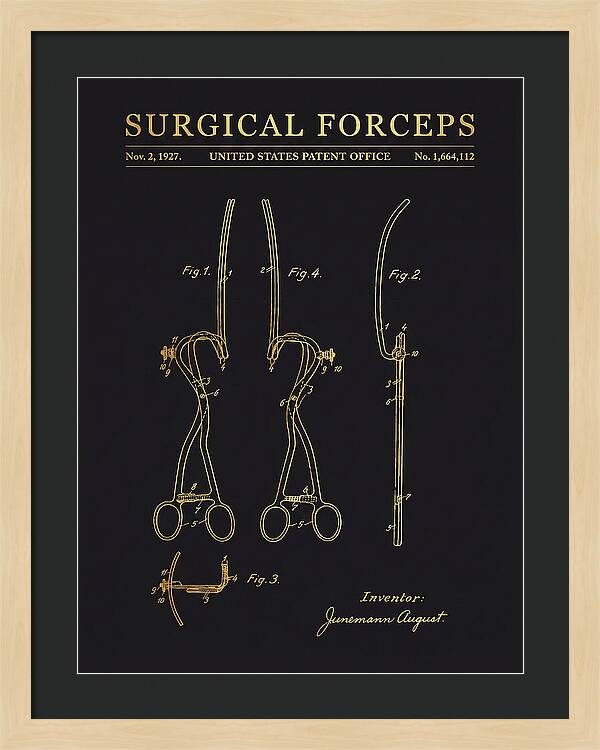 Surgical Forceps Gold Patent Us1664112a