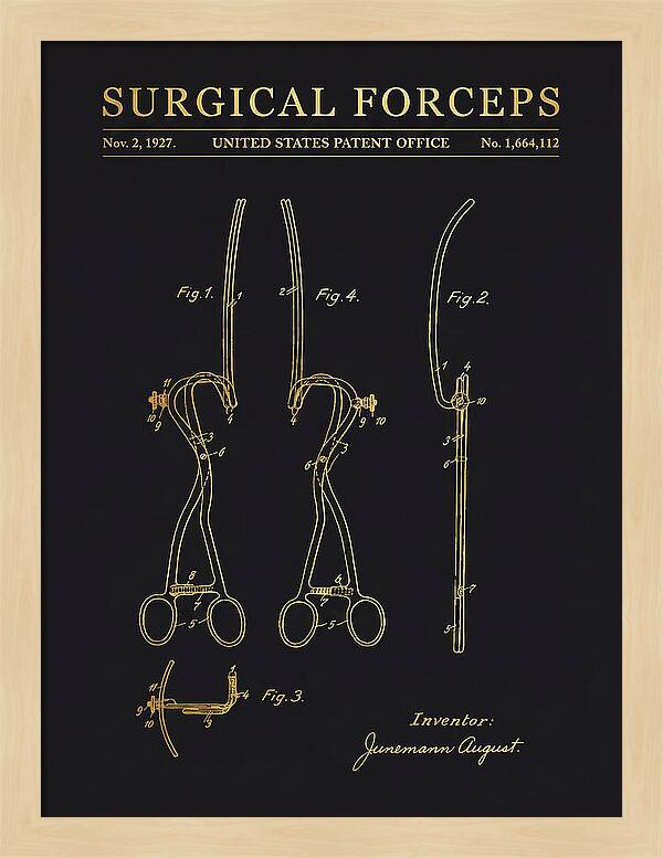 Surgical Forceps Gold Patent Us1664112a
