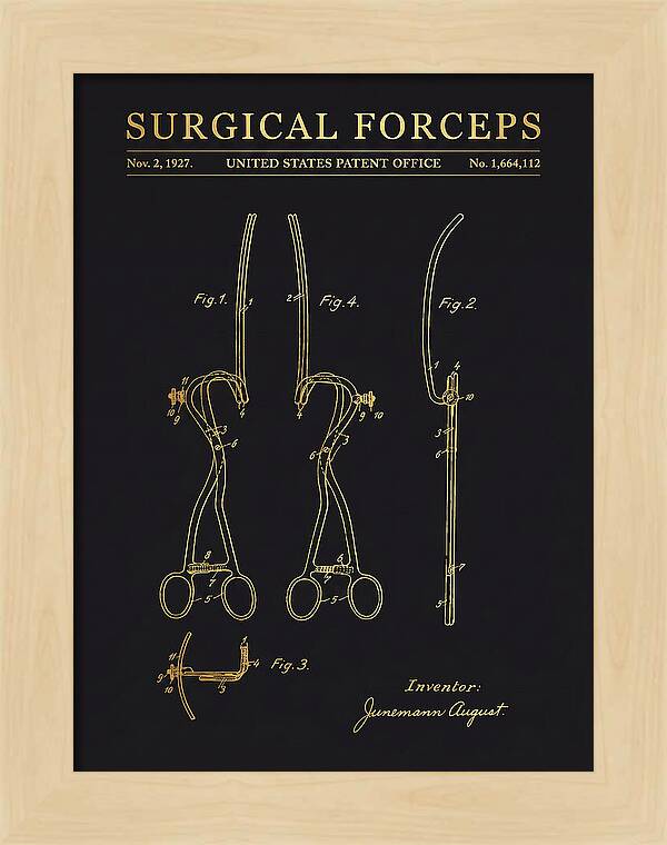 Surgical Forceps Gold Patent Us1664112a