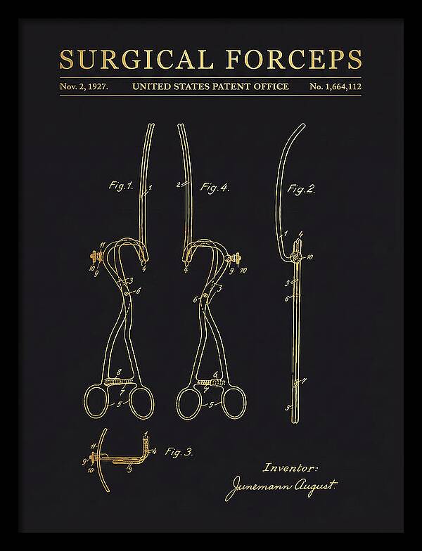 Surgical Forceps Gold Patent Us1664112a