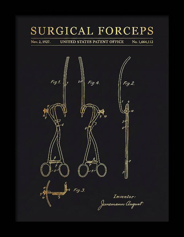 Surgical Forceps Gold Patent Us1664112a