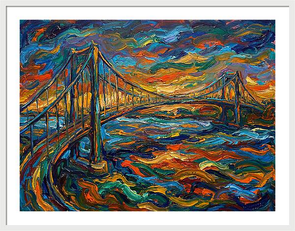 Suspension Bridge At Dusk