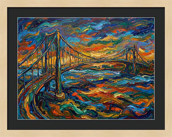 Suspension Bridge At Dusk
