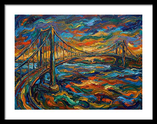 Suspension Bridge At Dusk