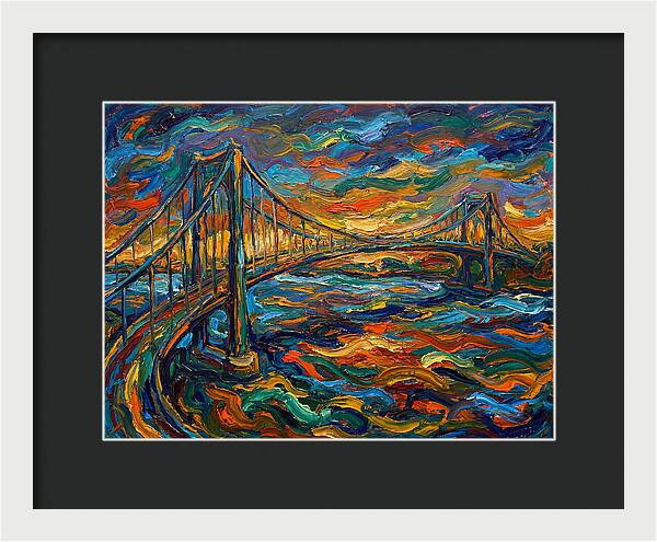Suspension Bridge At Dusk