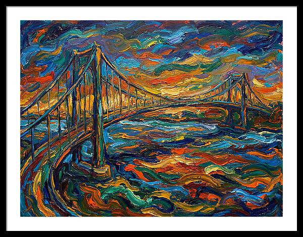 Suspension Bridge At Dusk