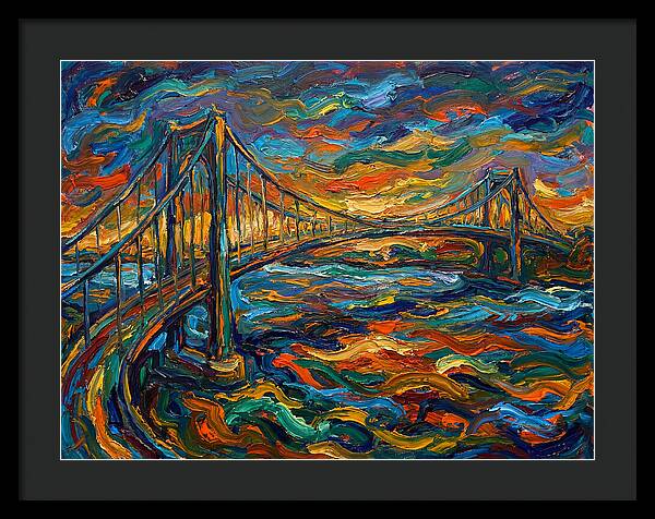 Suspension Bridge At Dusk