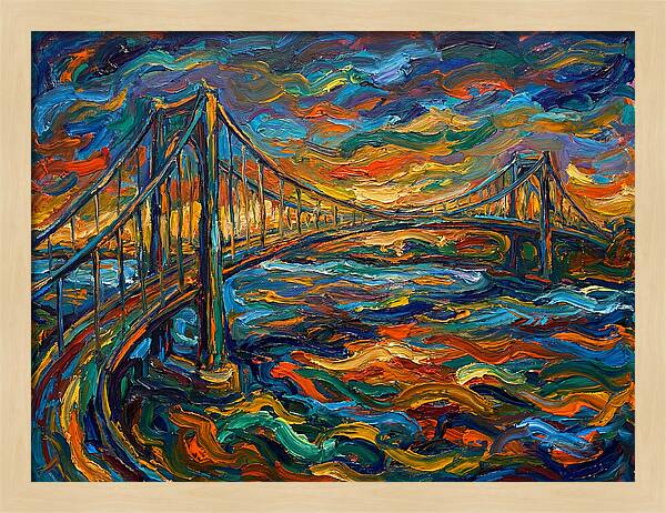 Suspension Bridge At Dusk