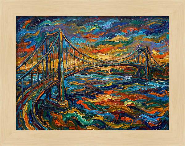 Suspension Bridge At Dusk