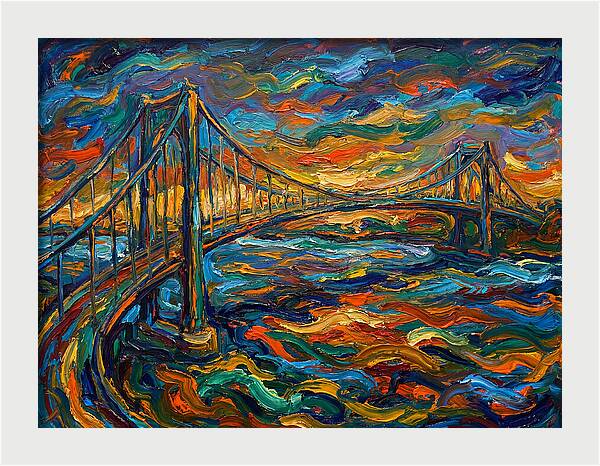 Suspension Bridge At Dusk