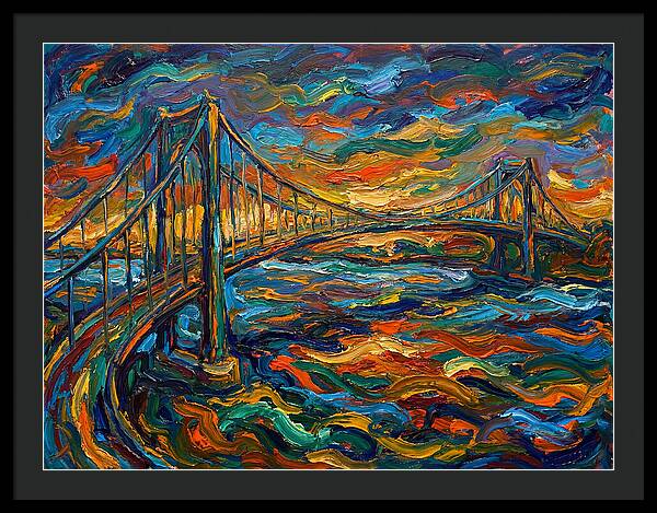 Suspension Bridge At Dusk