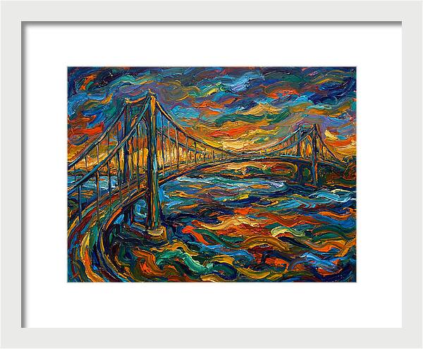 Suspension Bridge At Dusk