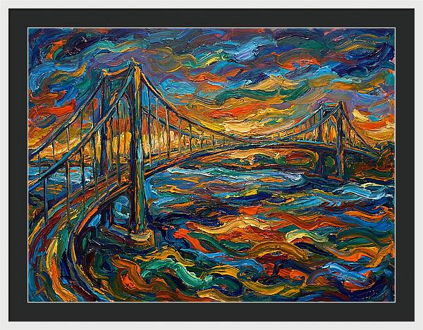 Suspension Bridge At Dusk
