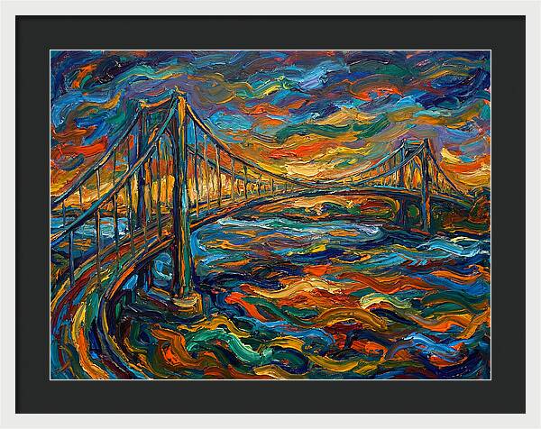 Suspension Bridge At Dusk