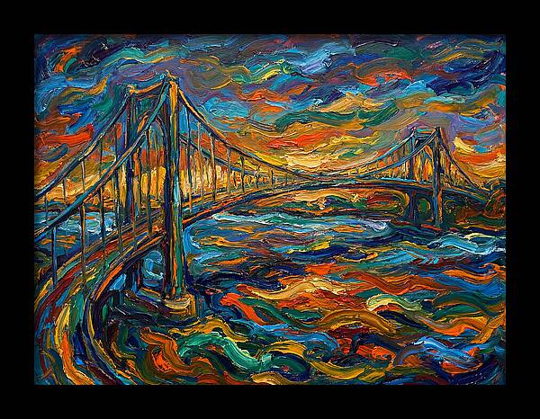 Suspension Bridge At Dusk