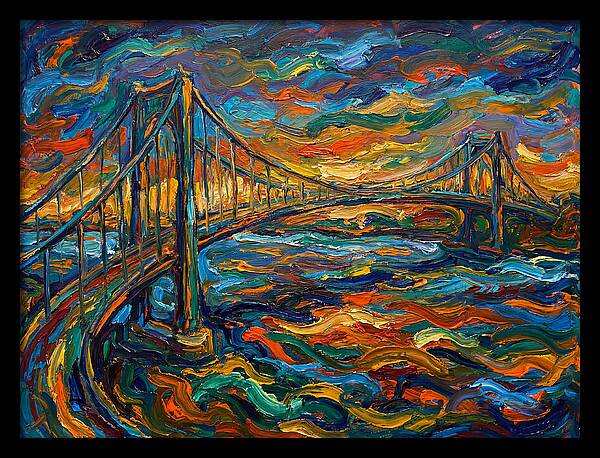 Suspension Bridge At Dusk