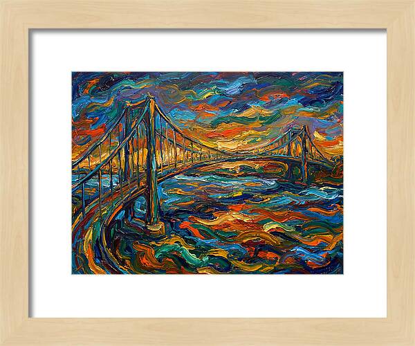 Suspension Bridge At Dusk