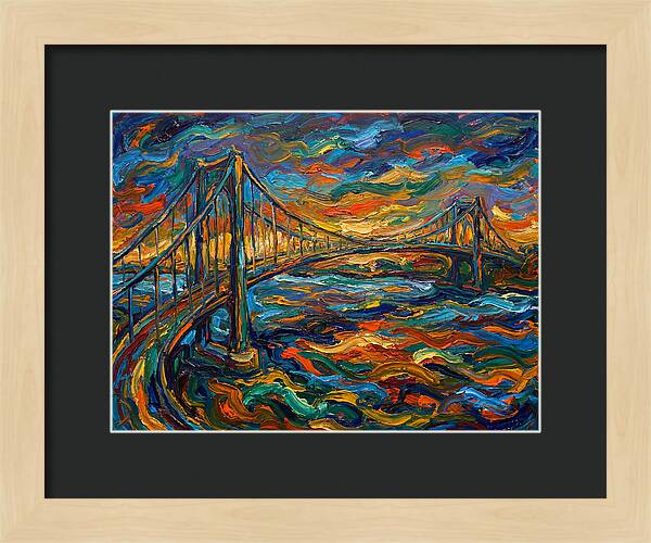 Suspension Bridge At Dusk