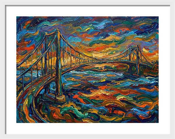 Suspension Bridge At Dusk