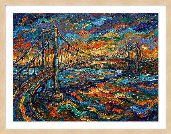 Suspension Bridge At Dusk