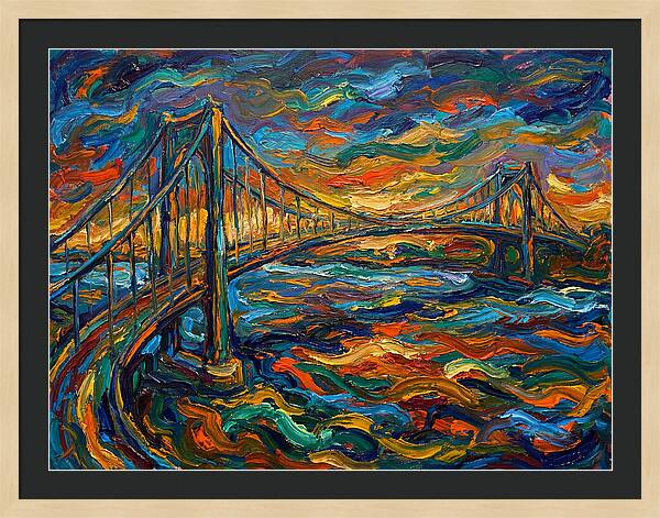 Suspension Bridge At Dusk