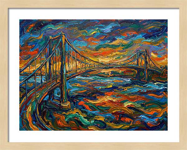 Suspension Bridge At Dusk