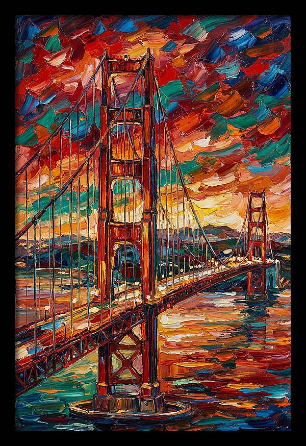 Suspension Bridge At Sunset