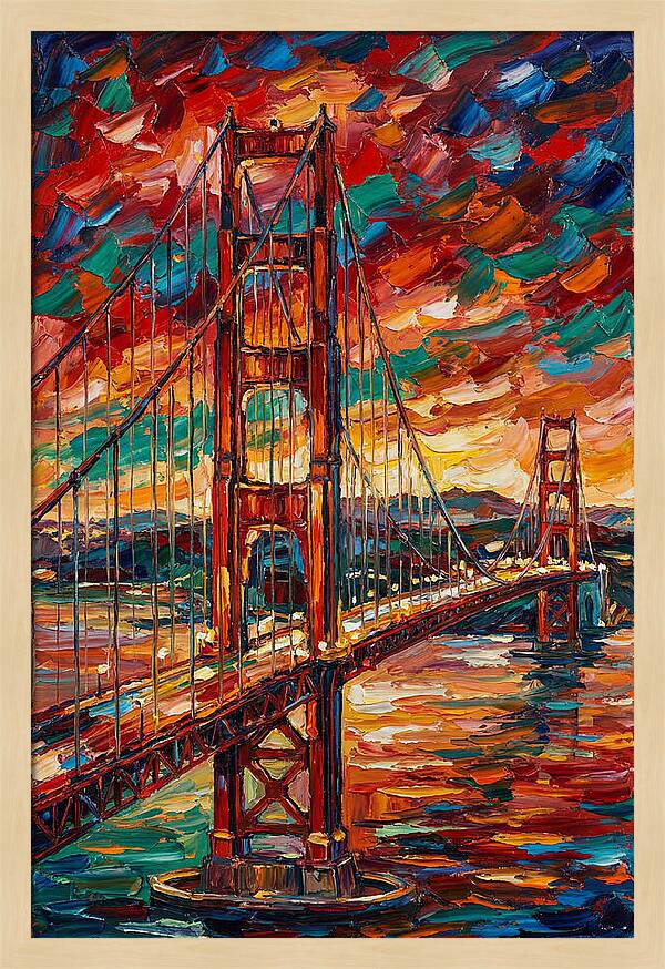 Suspension Bridge At Sunset