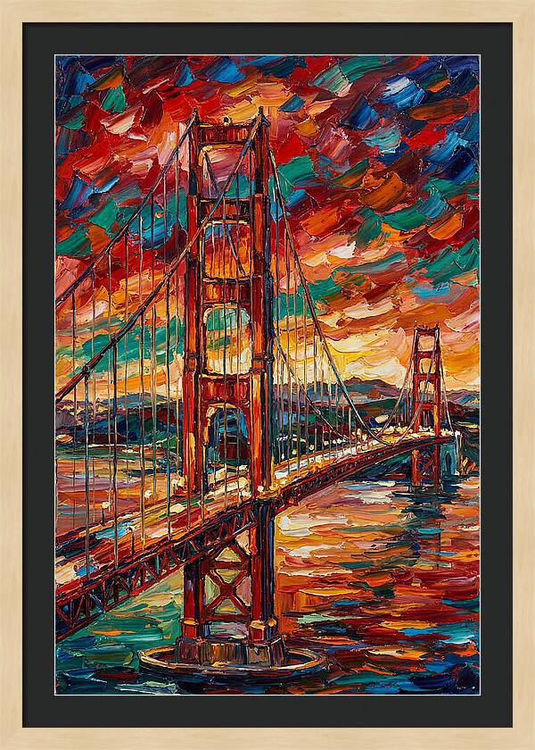 Suspension Bridge At Sunset