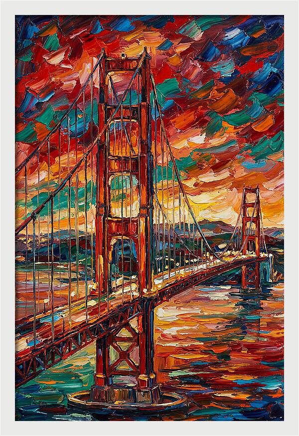 Suspension Bridge At Sunset