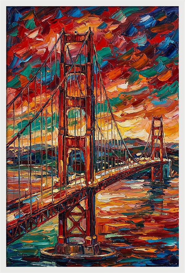 Suspension Bridge At Sunset