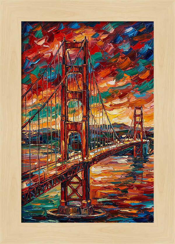 Suspension Bridge At Sunset
