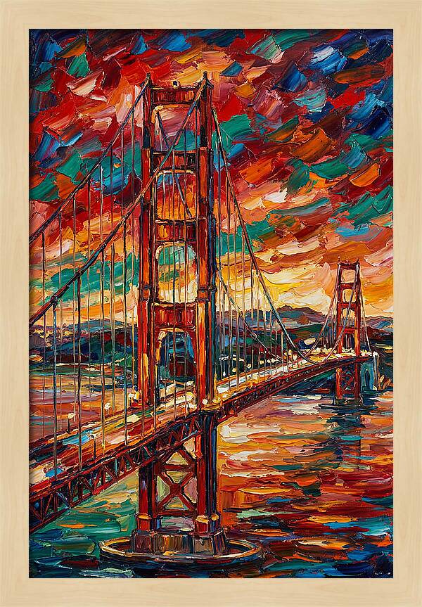 Suspension Bridge At Sunset
