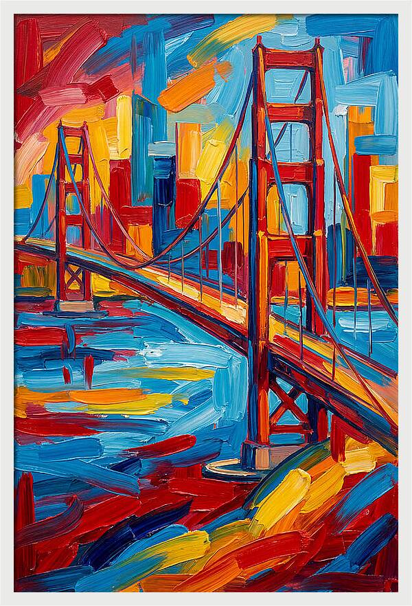 Suspension Bridge In Vibrant Colors