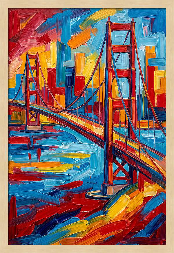 Suspension Bridge In Vibrant Colors