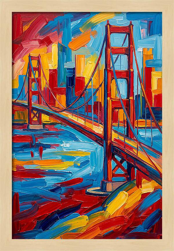 Suspension Bridge In Vibrant Colors