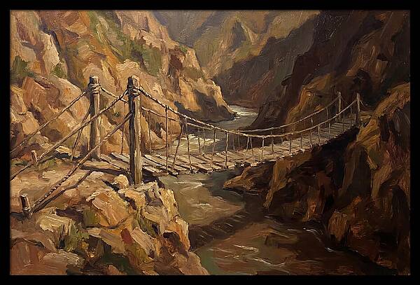Suspension Footbridge Over Deep Canyon