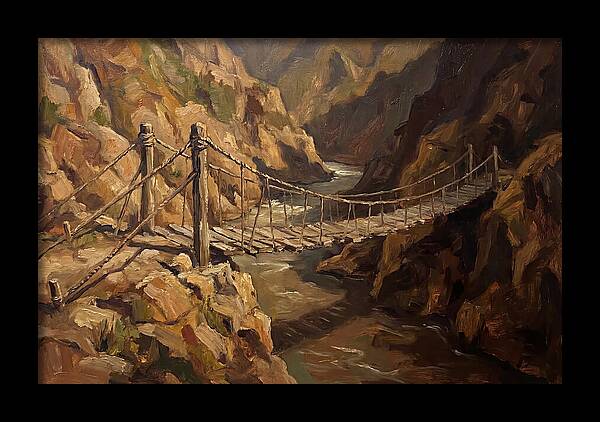Suspension Footbridge Over Deep Canyon