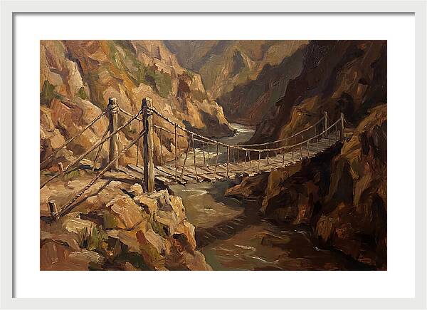 Suspension Footbridge Over Deep Canyon