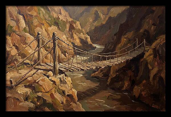 Suspension Footbridge Over Deep Canyon