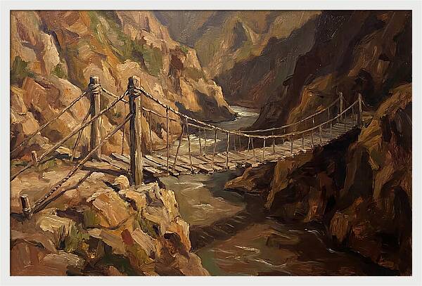 Suspension Footbridge Over Deep Canyon