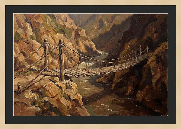 Suspension Footbridge Over Deep Canyon